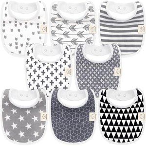 8-Pack Organic Baby Bibs for Girls & Boys - Teething Baby Bib, Baby Boy Bibs